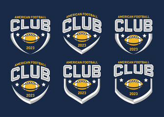 Set of sports logos, games in American football. Football logos collection. American football league labels, emblems and design elements