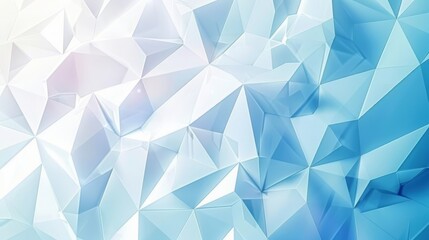 Abstract 3D Crystallized Background, Geometric Polygonal Pattern, Triangles, Icy Blue Color Palette