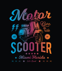 Classic old scooter poster. Original vector illustration in vintage style. T-shirt design.
