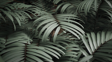 Close-up of Tropical Green Leaves, Generative AI