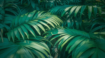 Vibrant Green Tropical Leaves in Sunlight, Generative AI