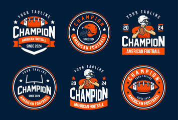 Set of sports logos, games in American football. Football logos collection. American football league labels, emblems and design elements