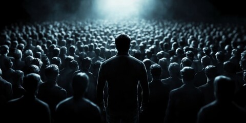 Obraz premium Delving into the Psychology Behind Mass Control and Influence.