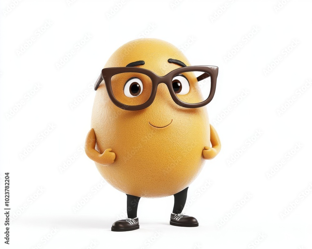 Poster quirky 3d cartoon character with vibrant textures and unique proportions for animation projects