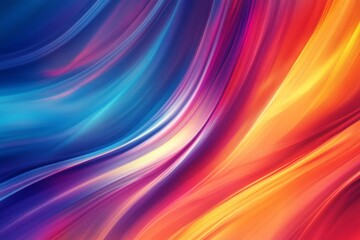 A colorful, abstract painting with a blue and orange stripe