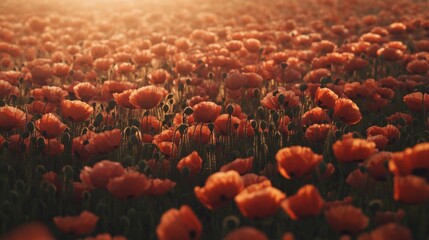 Obraz premium Blank space in the middle of a poppy field for remembrance copy.