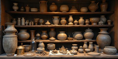 A unique collection of artifacts and relics showcases the artistry of a bygone era._00003_