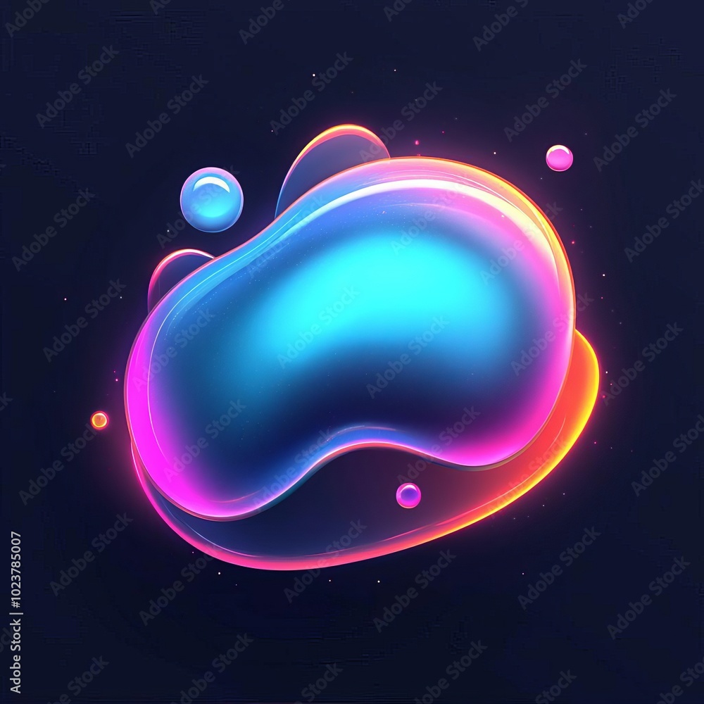 Poster vibrant abstract 3d liquid forms with smooth gradients and glowing edges
