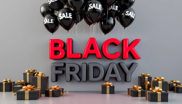 Black Friday Rabatt Angebote mit Geschenken und Ballons