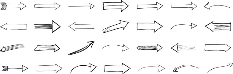 A Collection of Hand-Drawn Arrows Pointing in Various Directions.