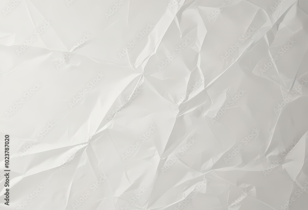 Poster crumpled white paper texture with abstract geometric patterns for creative backgrounds