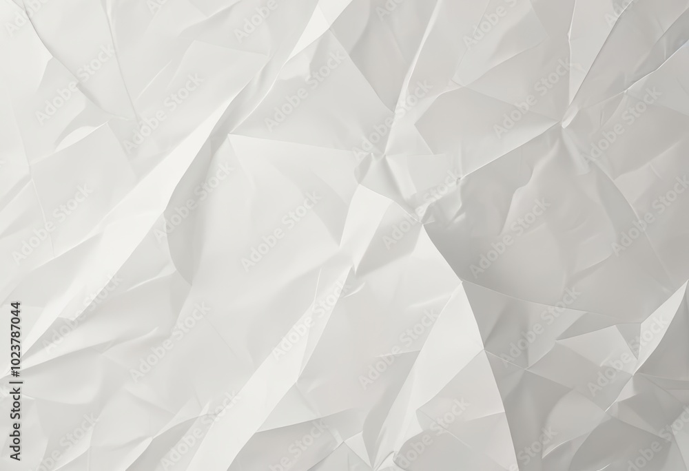 Poster white crumpled paper background featuring abstract geometric patterns for creative projects
