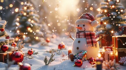 Conceptual holiday scene with digital decorations.