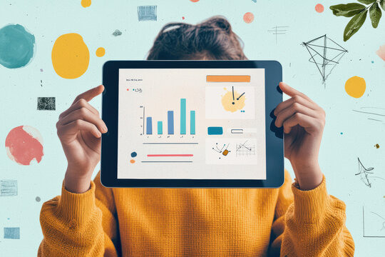 Student Analyzing Learning Progress Report on Tablet with Achievement Highlights for Academic Success