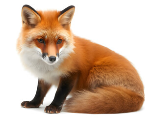 Obraz premium Red fox, Vulpes vulpes, sitting in front of white background