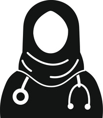 Simple vector icon of a female medical professional wearing a hijab