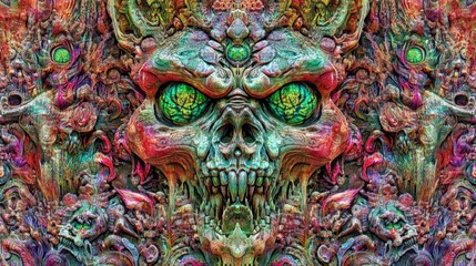 Surreal Mandala Inspired Digital Design Showcasing Vibrant Patterns and Symbols of Interconnectedness