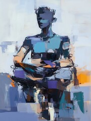 Surreal Meditating Figure Levitating in Mid air with Emanating Aura and Pulsating Energy Field