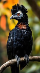 Northern Helmeted Curassow in Nature, Realistic Photo, Pattern Background, Wallpaper, Cover and Screen for Smartphone, PC, Laptop, 9:16 and 16:9 Format