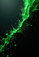 Vibrant green paint splash on a dark background, perfect for creative projects, branding, and artistic designs that need a pop of color and energy.