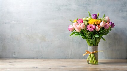 Minimalist composition of flowers blooming around a blank corner