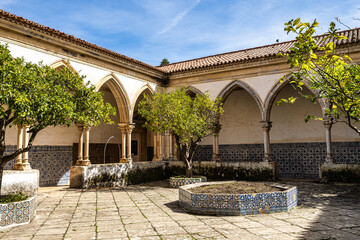 Main cloister of the Monastery of the Order of Christ, Convento de Cristo in Tomar, Portugal.