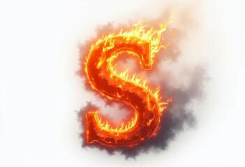 Dynamic Image of a Letter S Engulfed in Flames and Smoke for Creative Projects