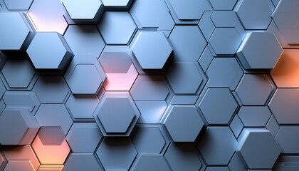 Fototapeta premium Abstract hexagon geometric surface wallpaper with light grid pattern