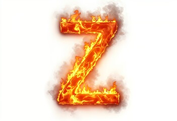 A Striking Image of a Burning Letter Z Surrounded by Flames and Smoke Perfect for Creative Projects