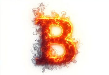 A Burning Letter B Surrounded by Flames and Smoke for Creative Designs and Marketing