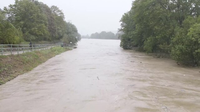 the overflow of the city river during flooding 2