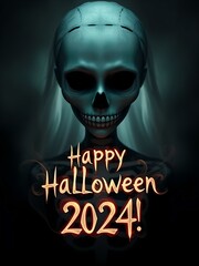 A portrait of a ghost wearing a skeleton makeup. Created with Generative AI technology.