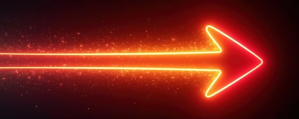 Obraz premium A dynamic neon arrow symbolizing direction and progress, perfect for digital designs, marketing materials, or futuristic themes.