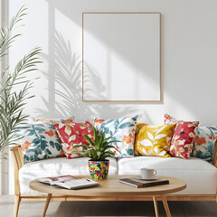 Wall art mockup coloured room