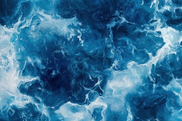 Obraz premium Abstract blue water texture with a glass-like effect, featuring reflections and refractions, from a top-down perspective Generative AI