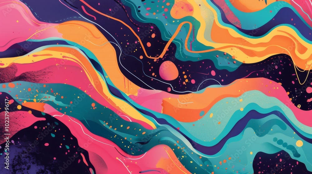 Poster abstract lofi design with vibrant color patterns.