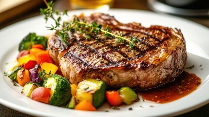 Juicy Grilled Steak with Fresh Vegetables
