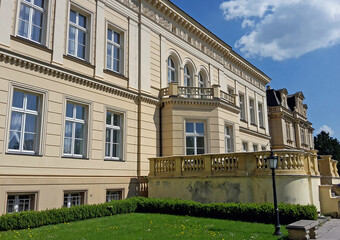 Side view at Ostromecko Palace - 19th century neo baroque Ostromecko Palace, Poland
