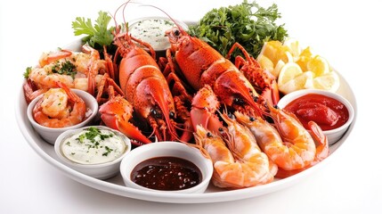 Assorted Seafood Platter with Dipping Sauces