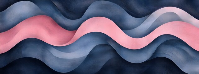 A flat surface covered with wavy lines in shades of blue, pink and dark gray.