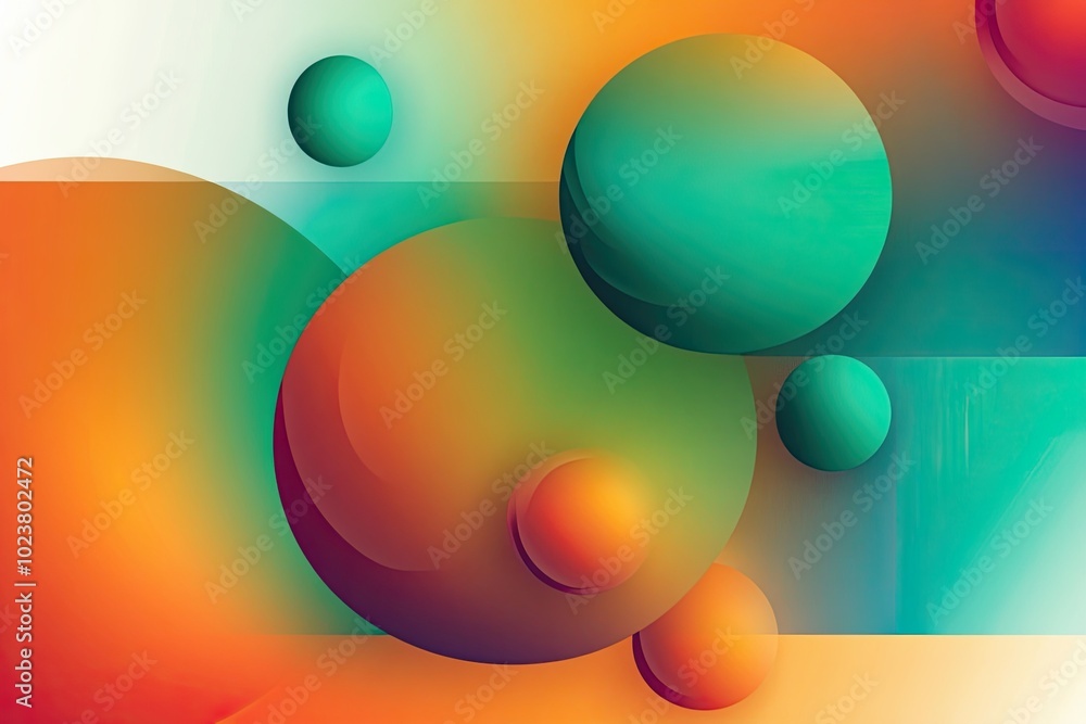 Poster vibrant iridescent liquid gradient background with colorful spherical shapes for creative projects