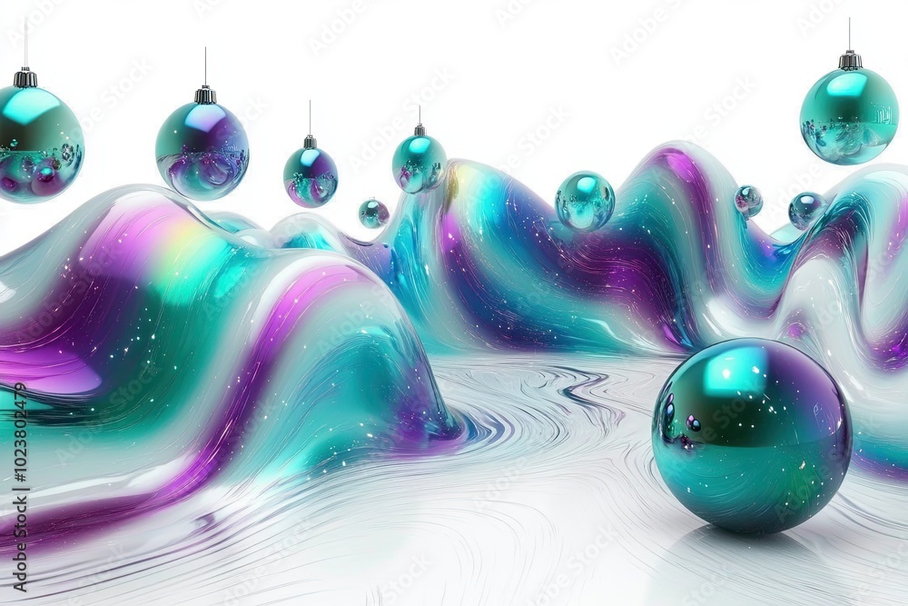 Poster colorful iridescent liquid gradients create a dynamic and vibrant abstract landscape