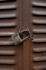 metal door with padlock in exteriors