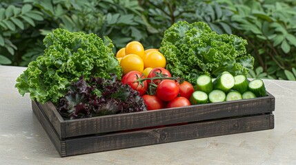Freshly harvested organic vegetables in a wooden crate  a symbol of health and sustainability