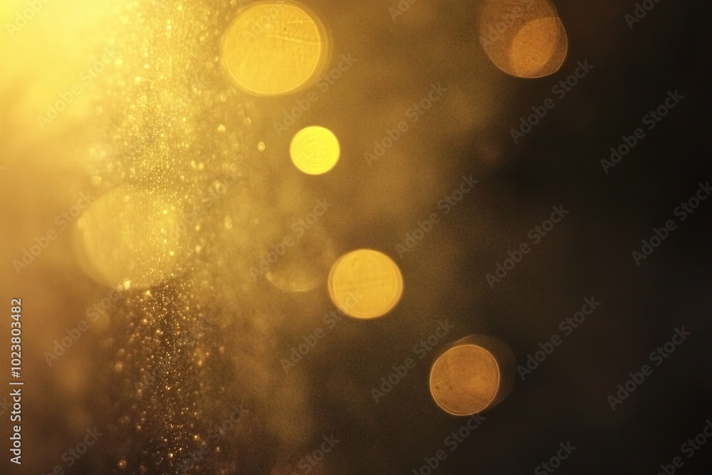 Poster bright spots of light shimmering against a dark backdrop in a soft, atmospheric setting