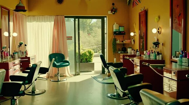 Hair salon in the vintage style from 60s 