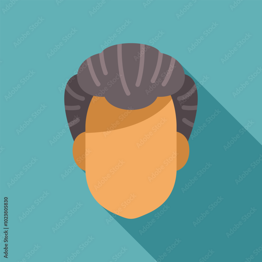 Sticker Minimalist vector illustration of a man face, faceless character showing stylish haircut with volume and grey hair