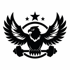 Eagle gym logo silhouette on a white background 