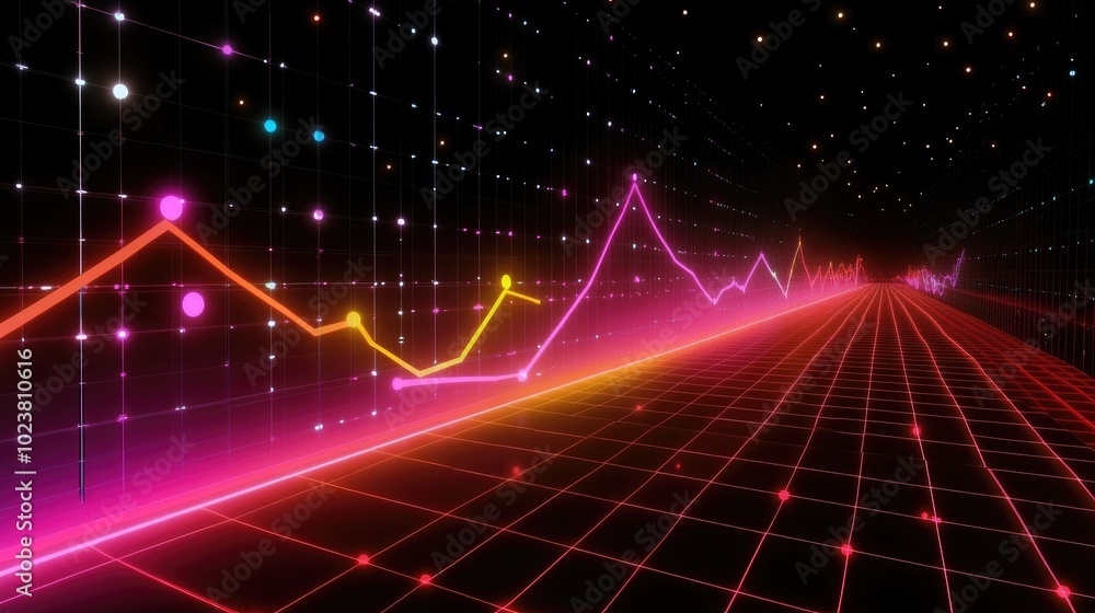 Poster vibrant data visualization in abstract space