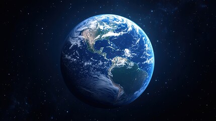 Fototapeta premium Earth, view from space. Illustration for cover, postcard, greeting card, interior design, banner, poster, brochure or presentation.